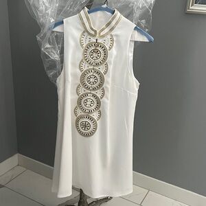 Lilly Pulitzer White and Gold Embellished Dress